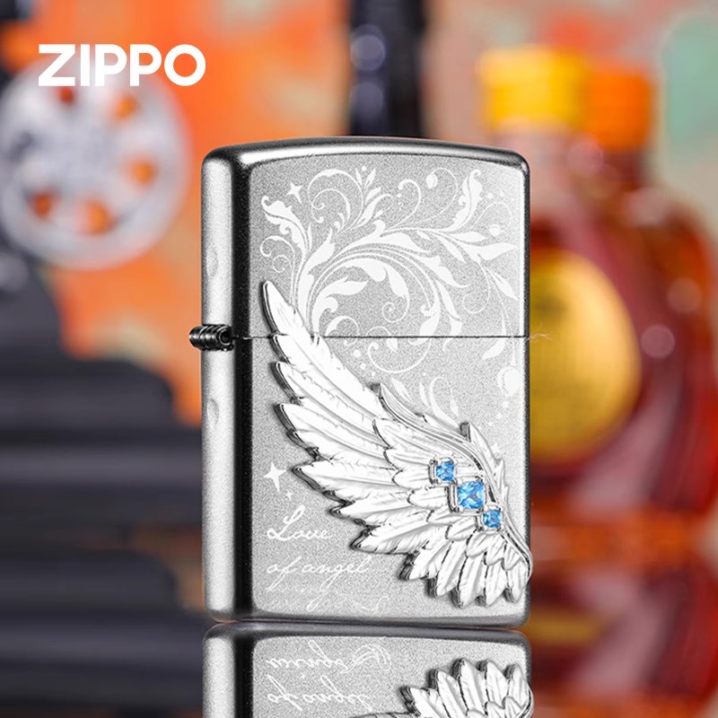 Zippo打火机正品热恋之翼镶钻贴章翅膀飞得更高送男生打火机推荐