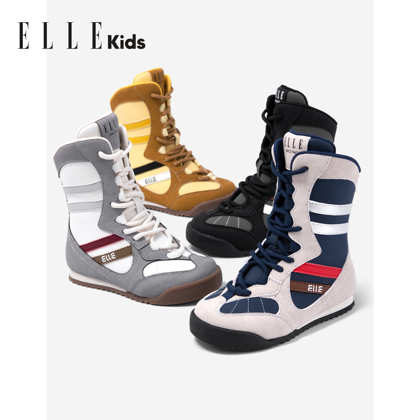 ELLEkids童靴 儿童拳击靴2025秋冬新款女童复古马丁靴百搭棒球靴