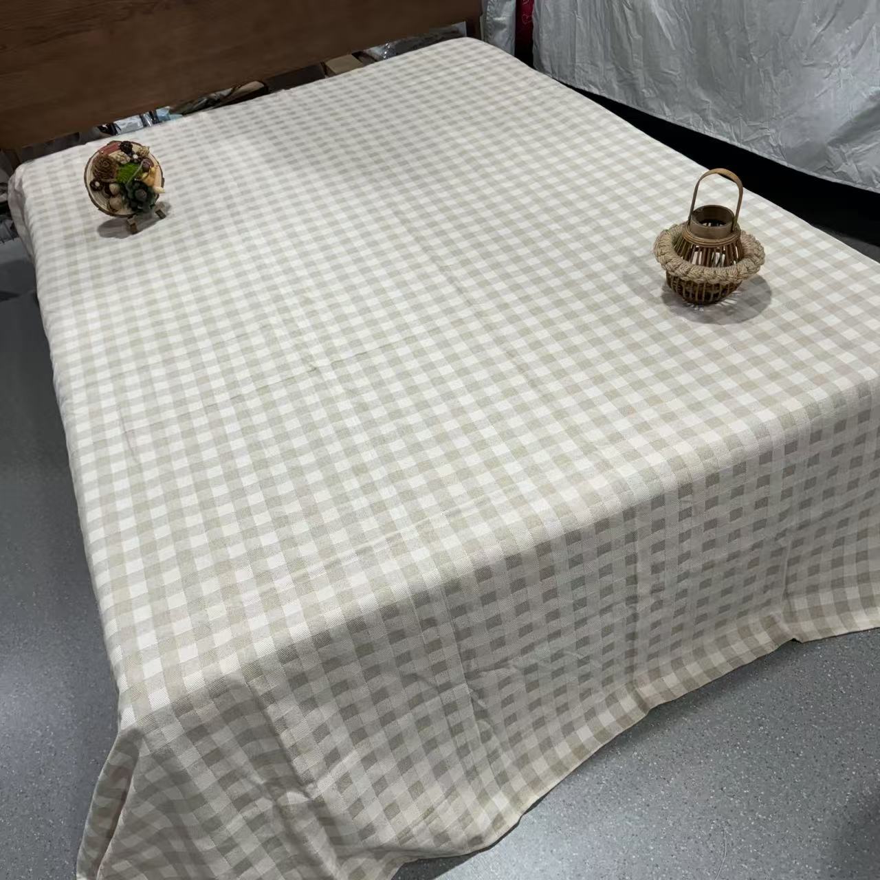 【格子床单】汉麻斜纹格子床单毯子240*250重量4.2斤