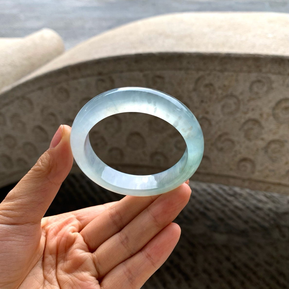 天然缅甸a货翡翠白冰雪花棉50起刚光