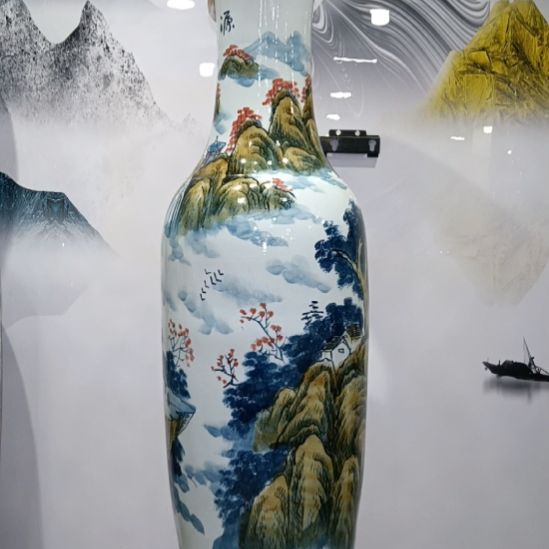 摆件瓷手绘源远流长1.8米一对