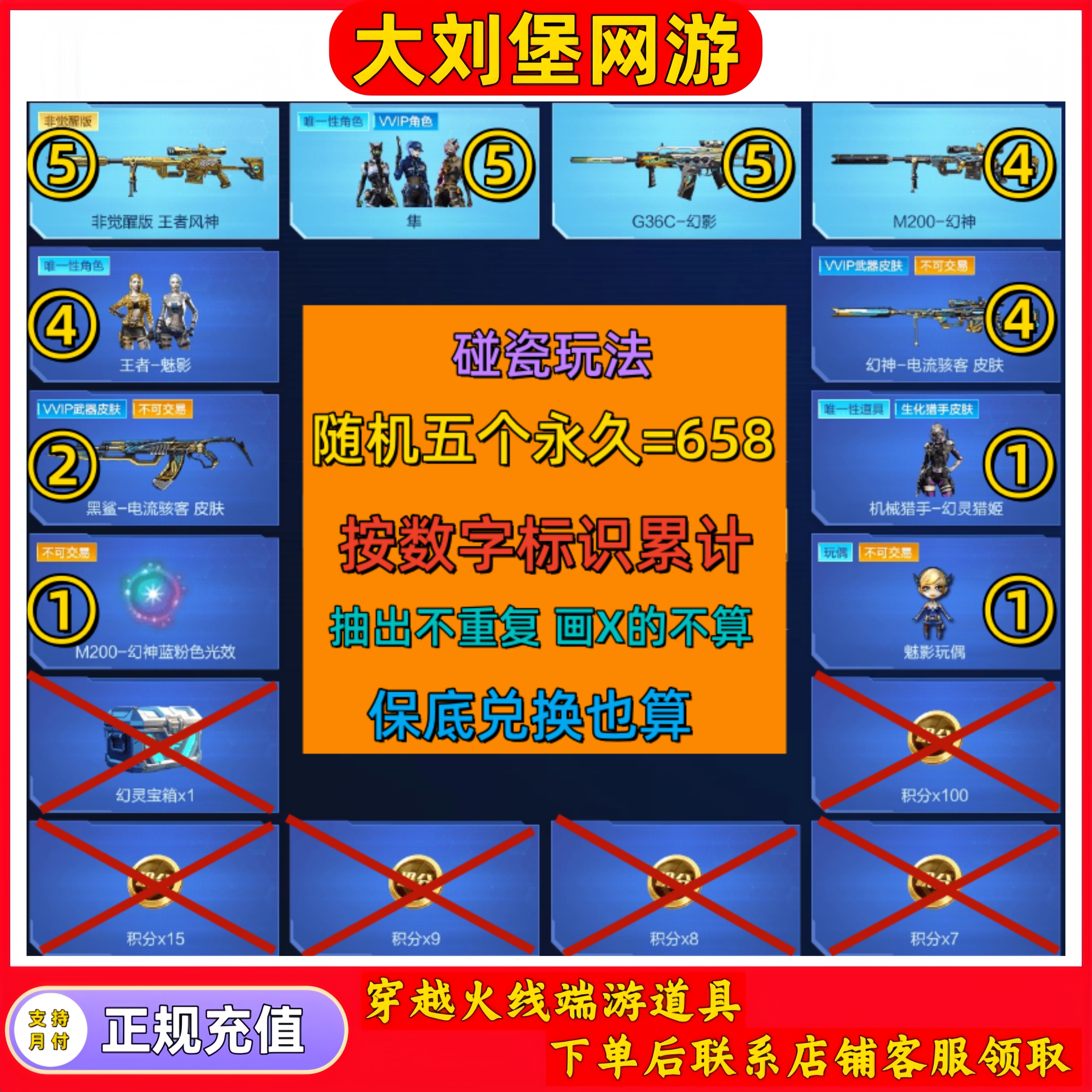 CF穿越火线端游商品【随机五个永久】