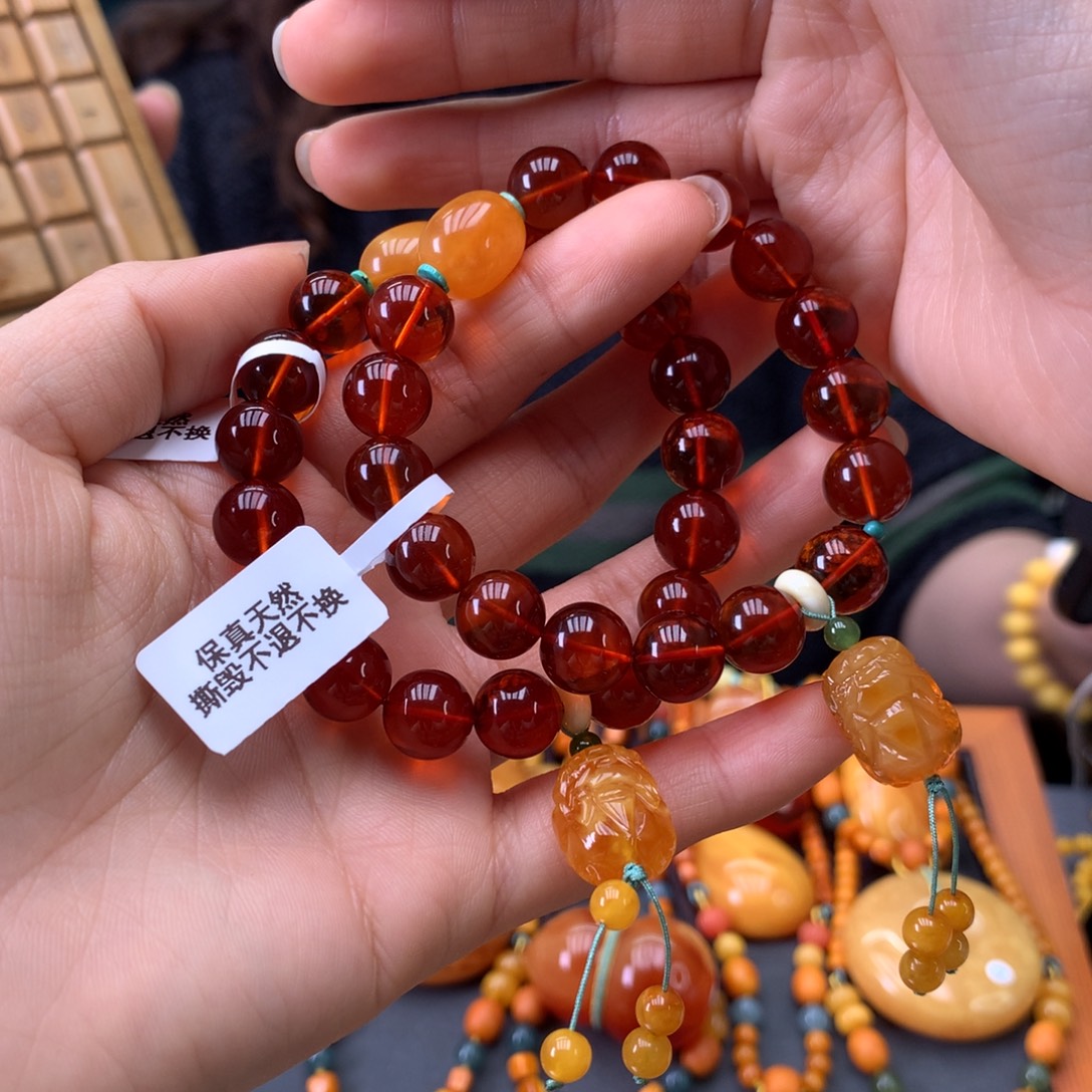 琥珀未镶嵌手串多样性发一
