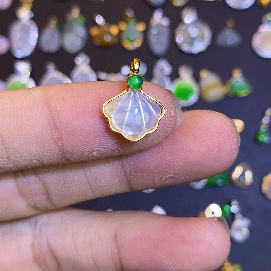 吊坠(不含链)银S925镶嵌翡翠