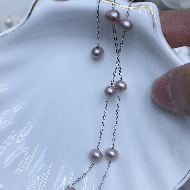 淡水珍珠颈饰银S925镶嵌纸*君