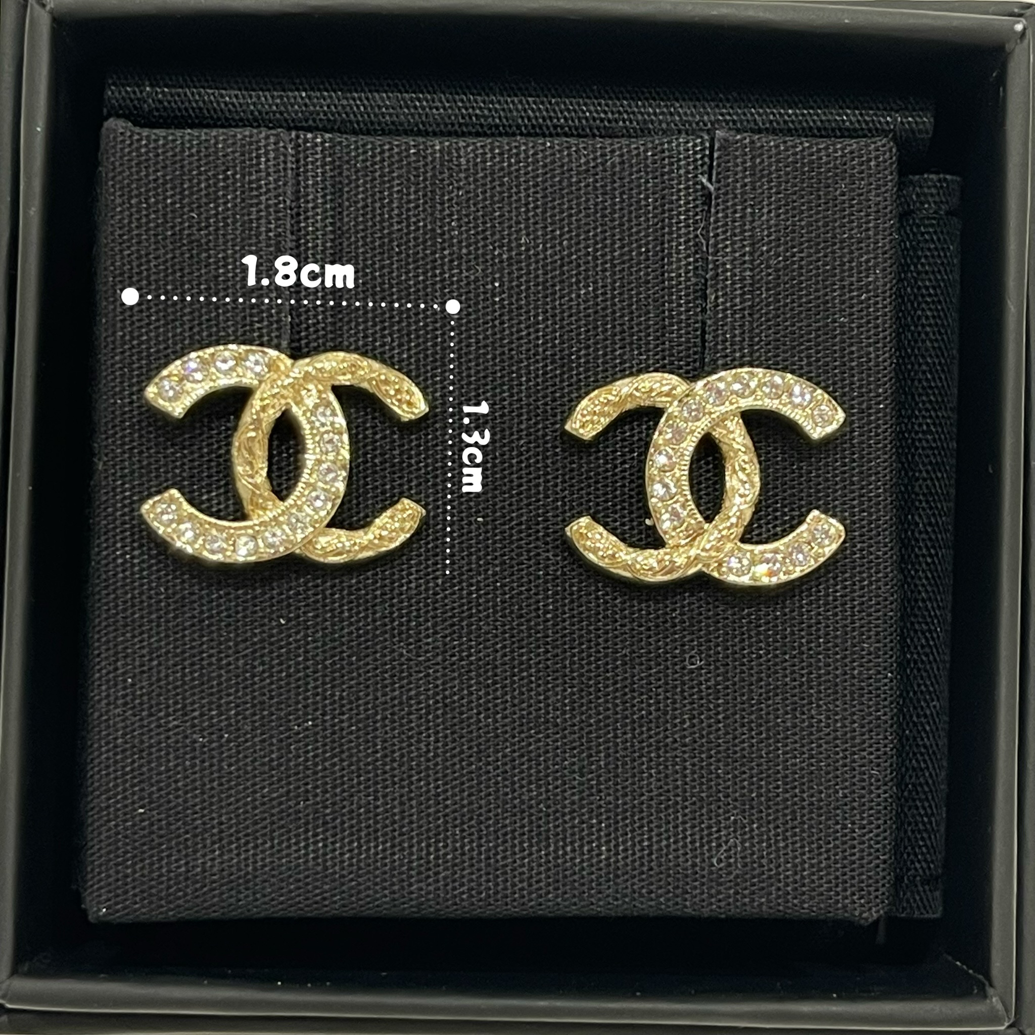 未使用 Chanel/香奈儿 25K金色拼接双C复古耳钉 耳环