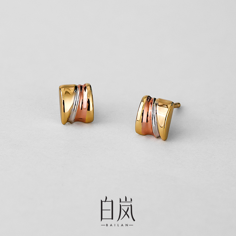 925银耳饰 白岚三色丹岩耳钉耳饰精致小巧气质轻奢百搭饰品ED4822