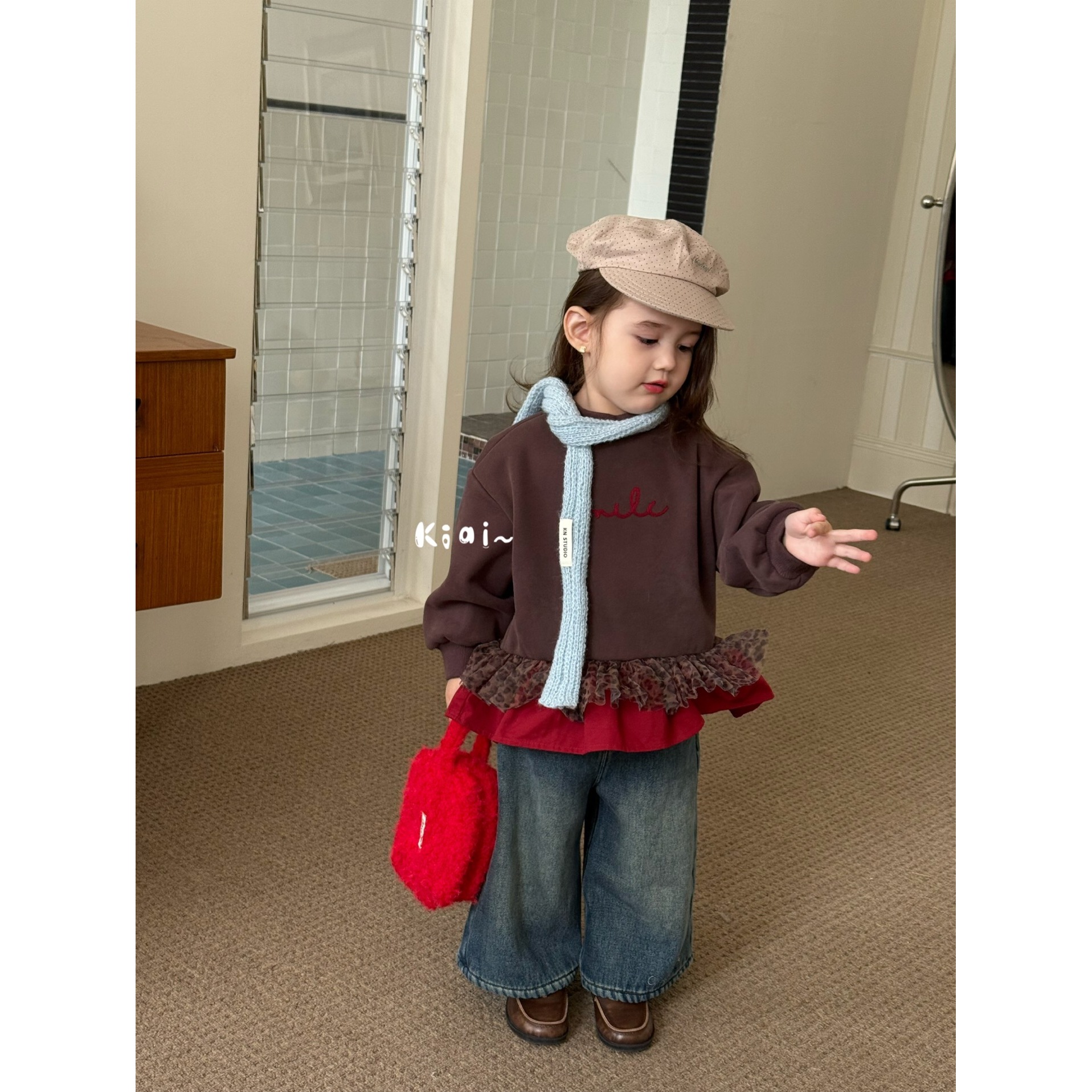 KIAI·25冬~豹纹摆加绒卫衣856055（童装汉服）