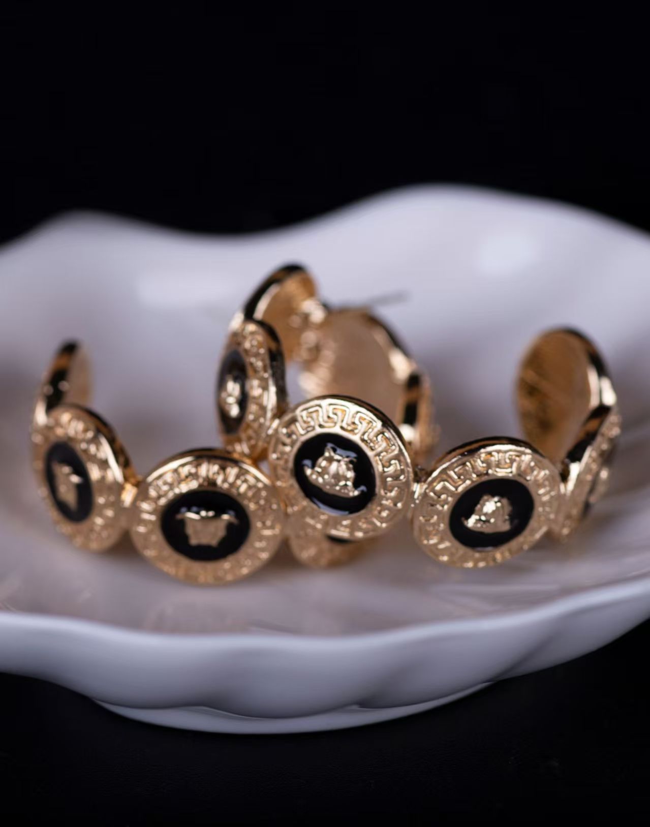 锌合金耳饰 复古宫廷欧美风耳环镶嵌时尚饰品素款可爱珠宝满钻