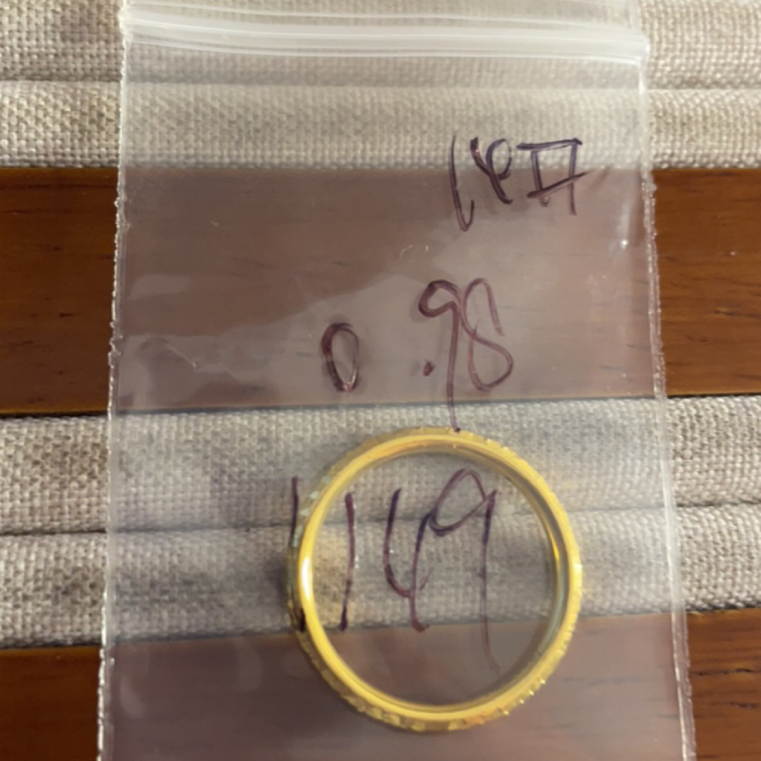 克重0.98  14号 圆筒碎冰冰戒指 足金999