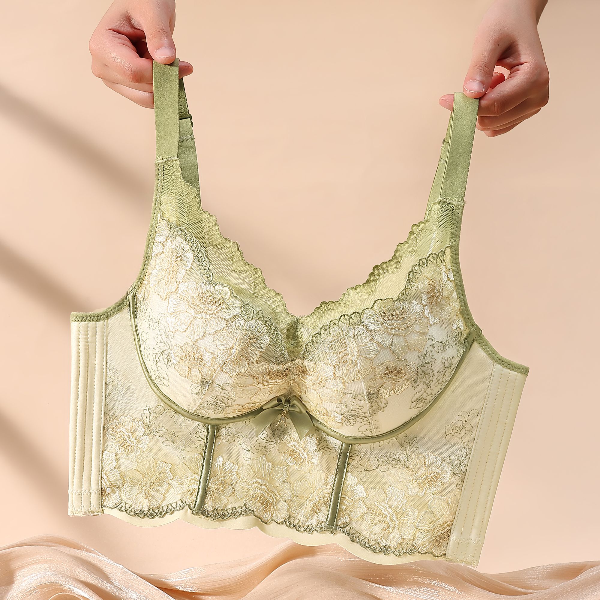 蕾丝文胸性感收副乳透气无插片上托聚拢针织薄款调整型小胸大码