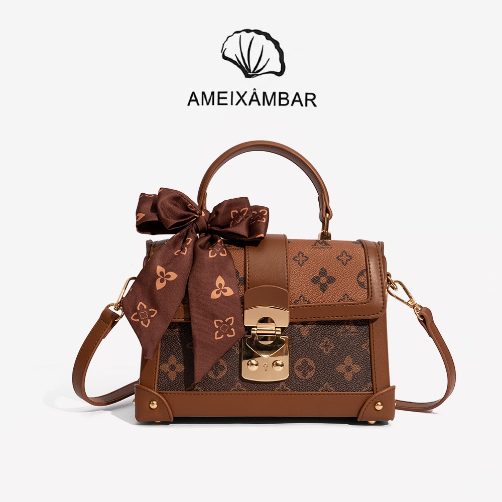 【工厂直销】爱美巴新款高级感压花刺绣手提包单肩斜挎包A25024