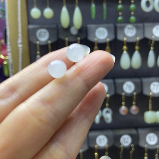 和田玉银S925镶嵌耳饰