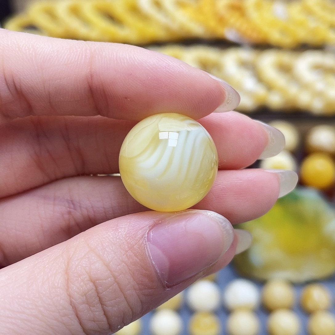 未镶嵌琥珀裸石蜜蜡圆珠18.1mm