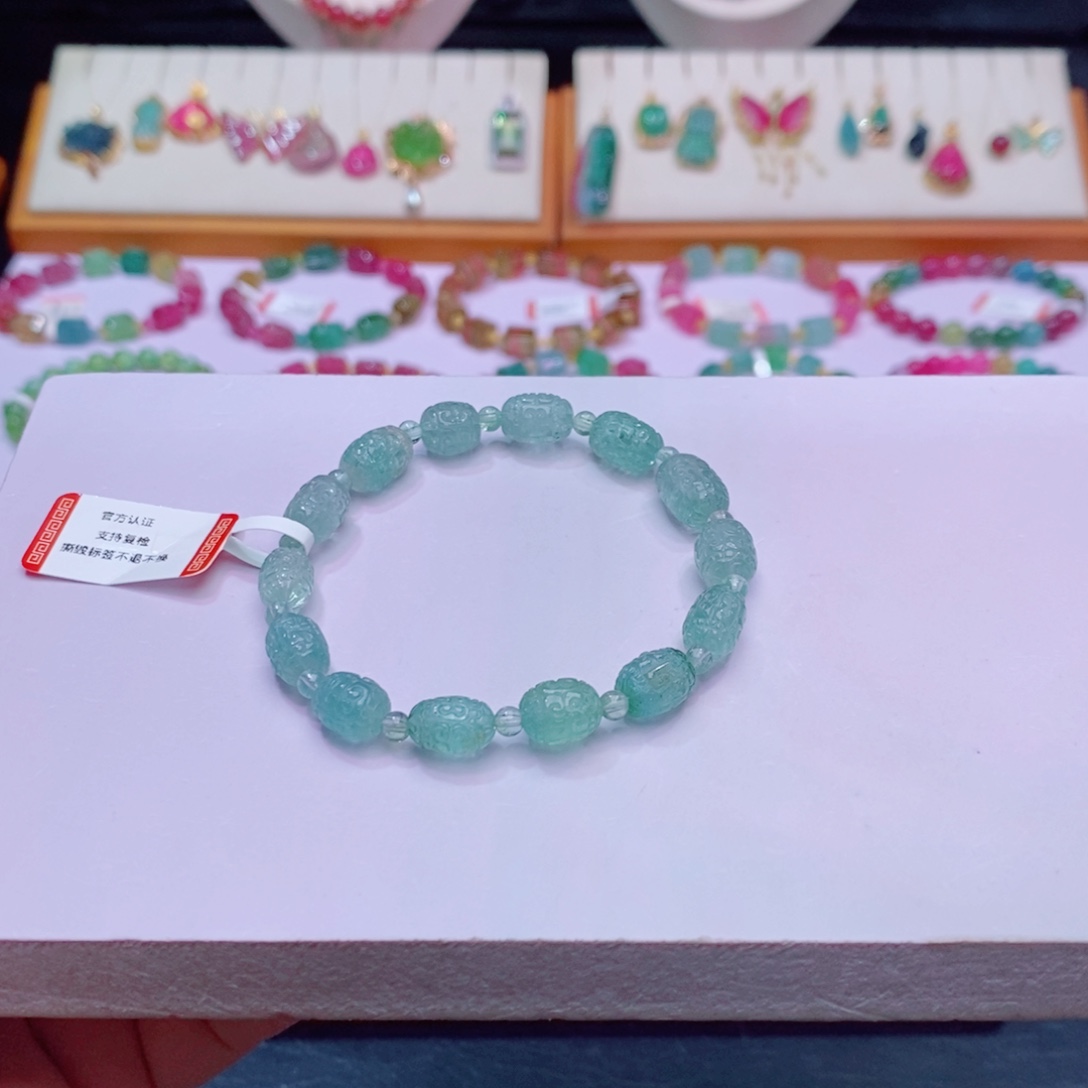 碧玺未镶嵌单圈手链m回纹珠