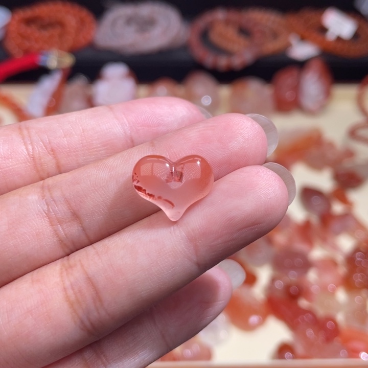 南红玛瑙桃心（无孔打孔备注）未镶嵌953