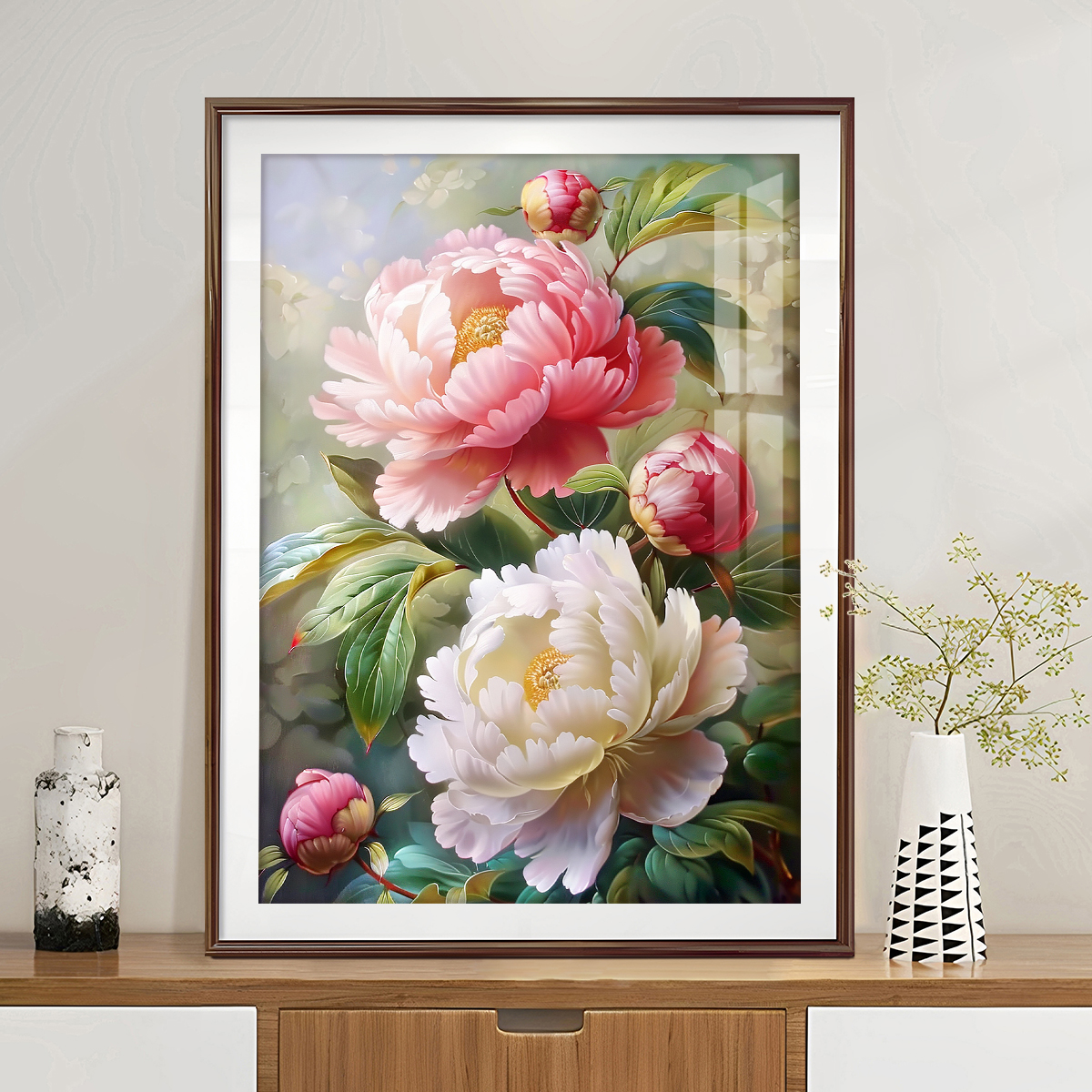 牡丹盛放十字绣2025爆款客厅卧室玄关柜画现代年轻人花卉手工刺绣