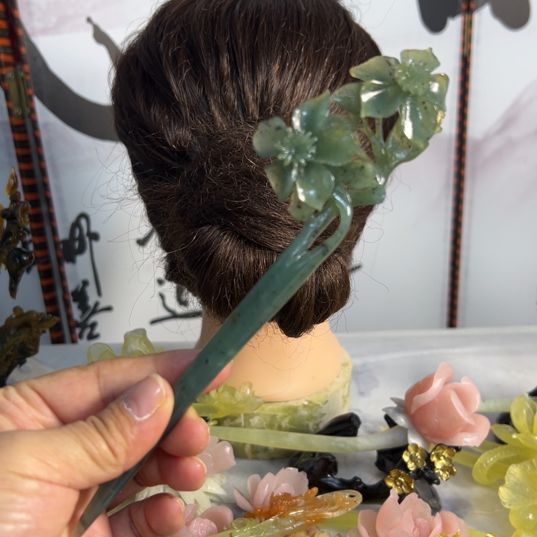 蛇纹石玉未镶嵌发饰