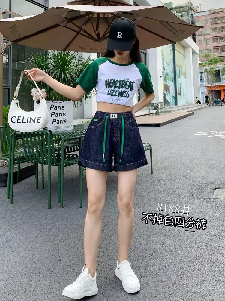夏季薄款松紧显瘦休闲五分裤8188
