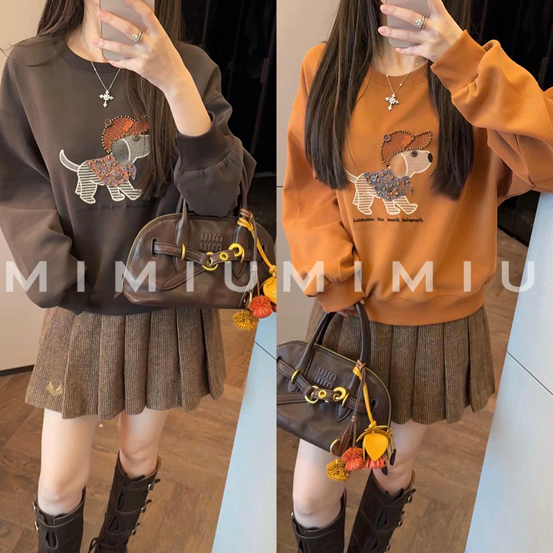 【mimius】肉肉 重工小狗图案设计感宽松显瘦卫衣 G09311