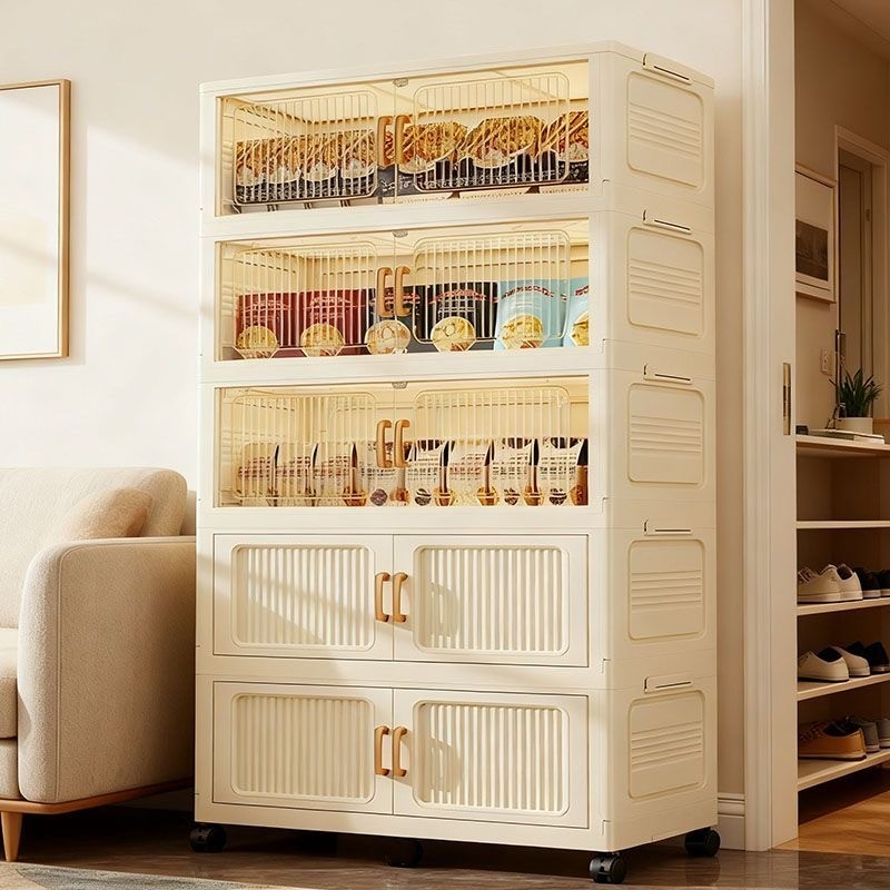 T80CM儿童衣柜免安装收纳柜子简易衣橱客厅玩具零食柜折叠储物柜