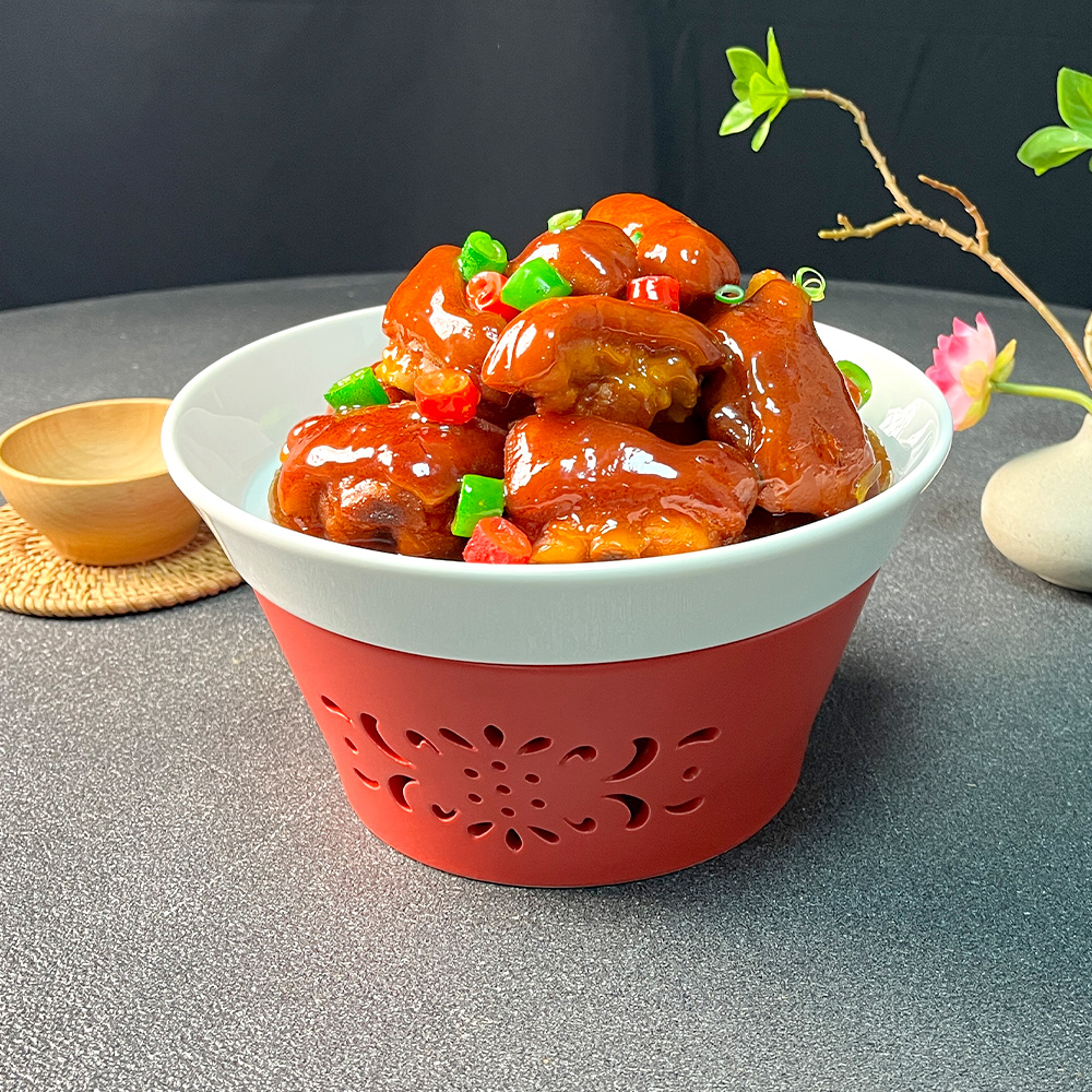 创意旭日国风陶瓷加热保温明炉酒店商用家用高档餐具品质好物圆形