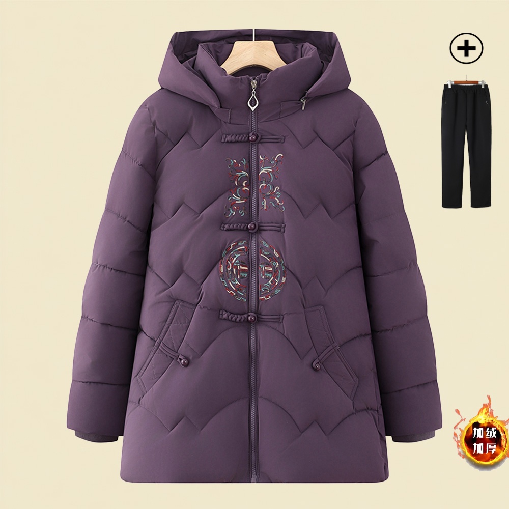 中老年人冬装国风棉衣女妈妈6070岁加绒厚棉袄老太太棉服奶奶外套