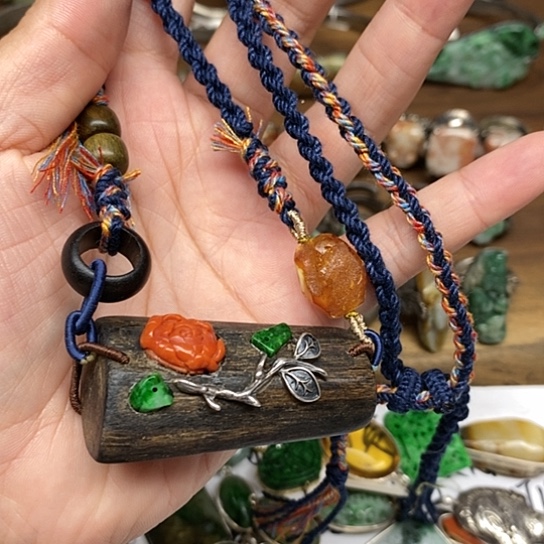 幸***师银S925镶嵌手串翡翠061