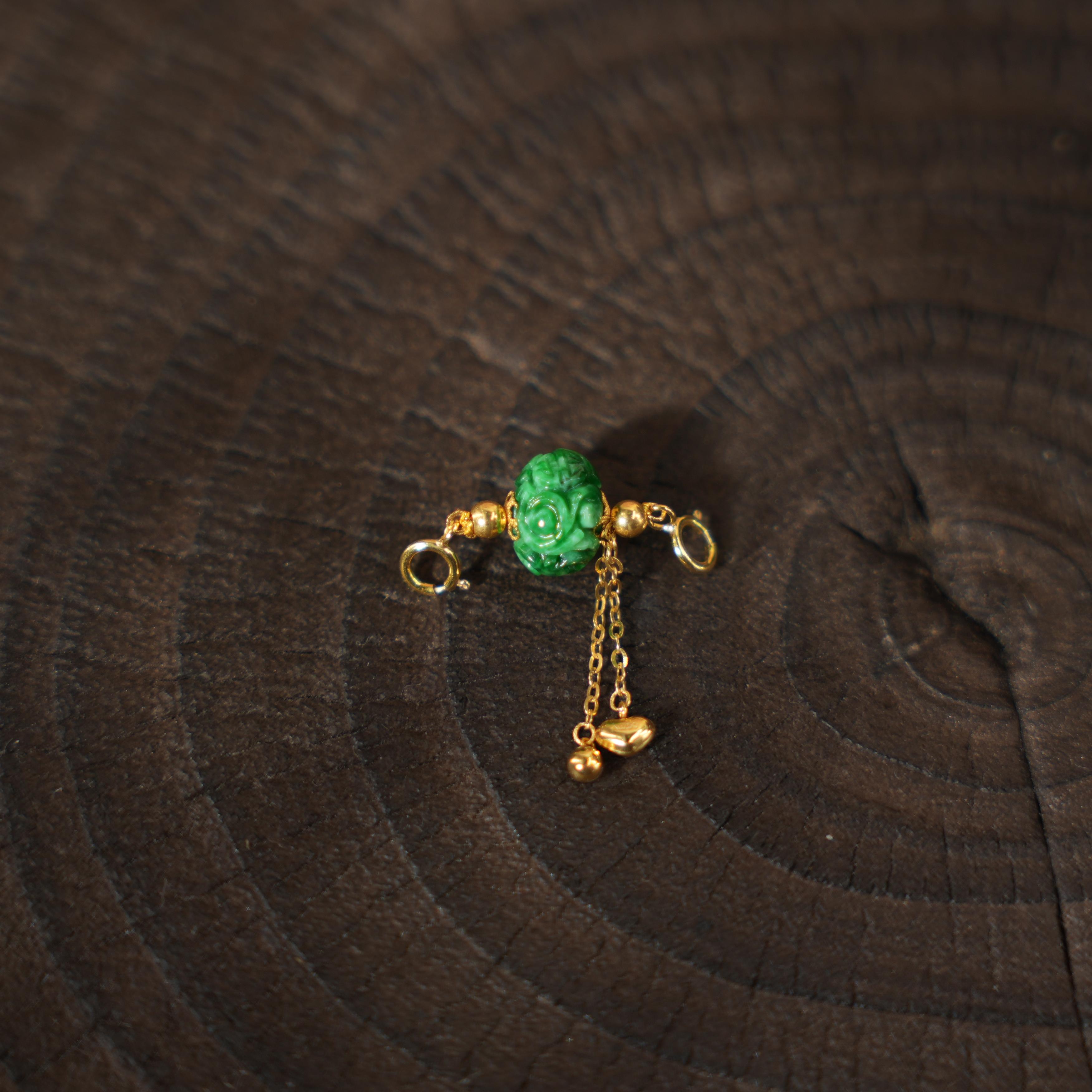 圆笙-天然A货翡翠18K金吊坠