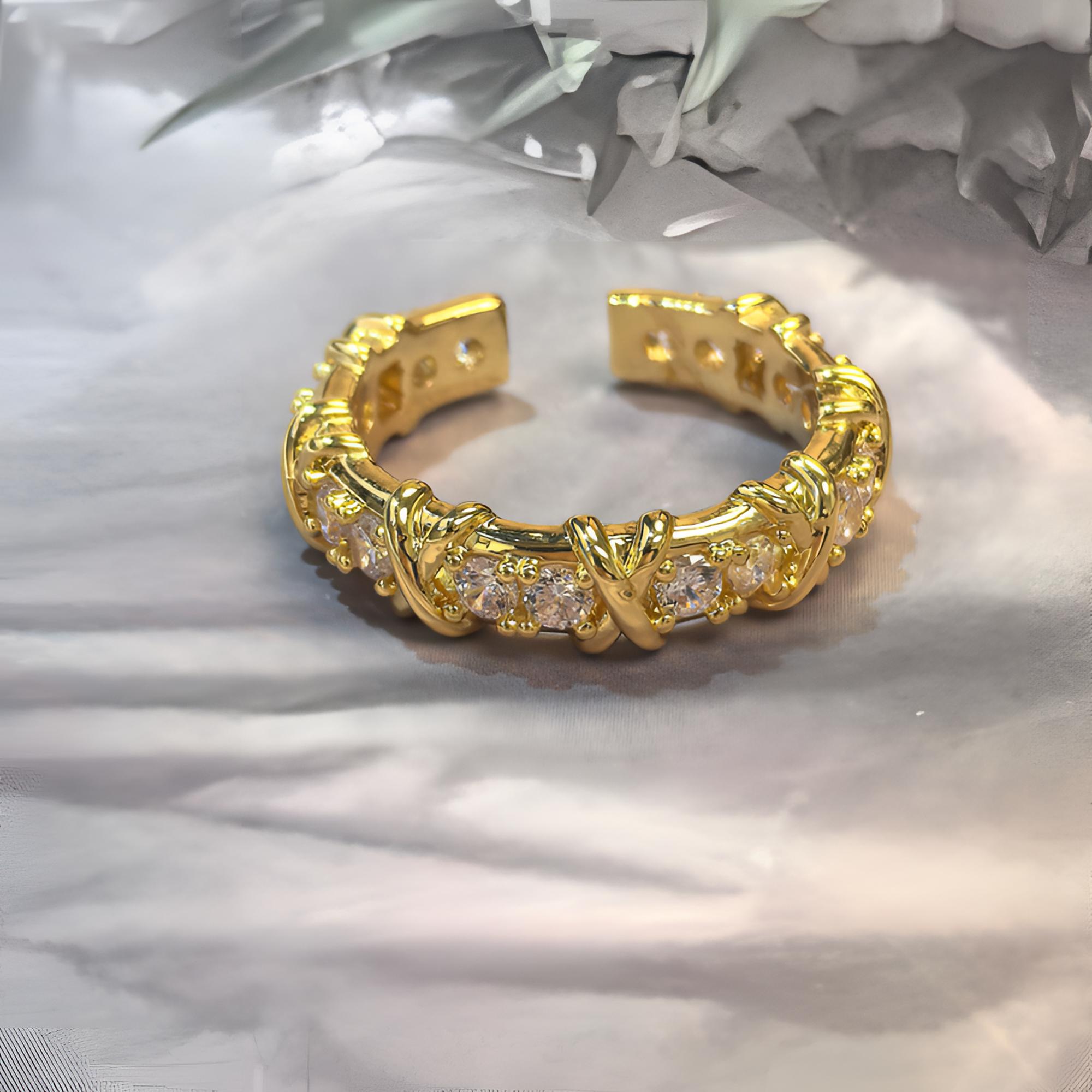 铜合金戒指 【星河璀璨】轻奢高级感精致金色时尚开口 戒指 2001