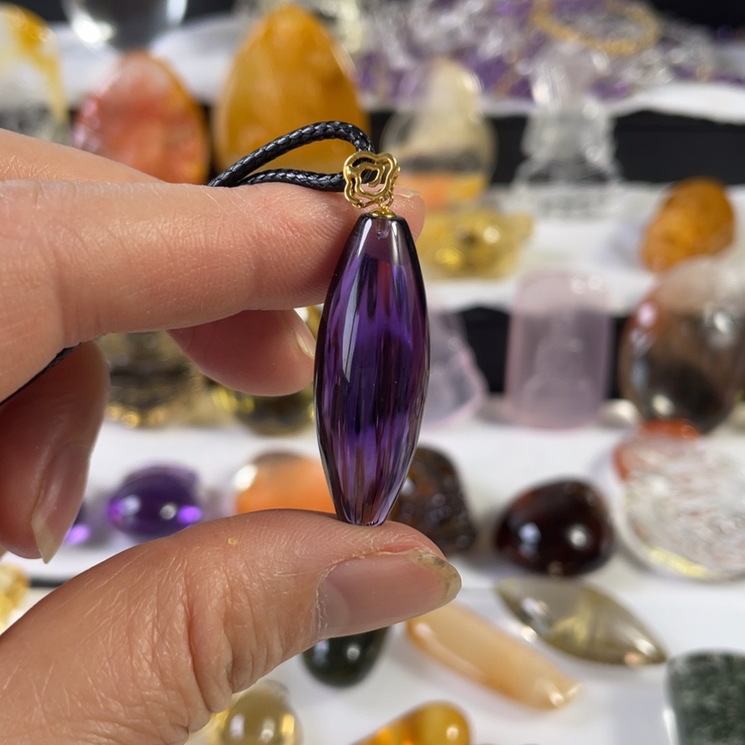 未镶嵌颈饰水晶天然紫水晶桶珠吊坠
