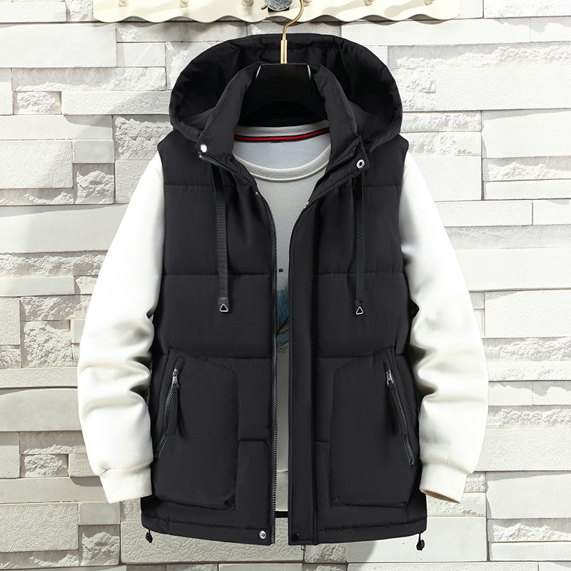 秋冬季简约工装马甲加厚保暖青少年棉背心坎肩潮流休闲大码外套