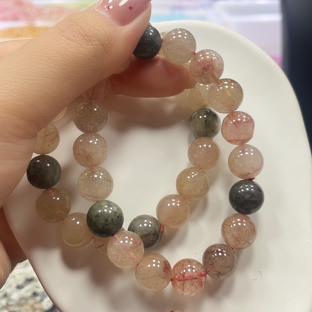 水晶手链未镶嵌彩发晶手串10多样性发一