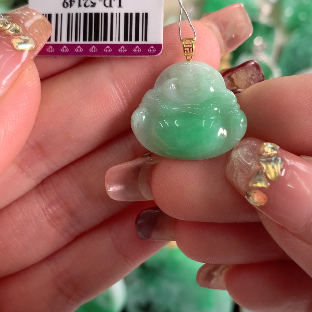 翡翠吊坠(不含链)18K金镶嵌