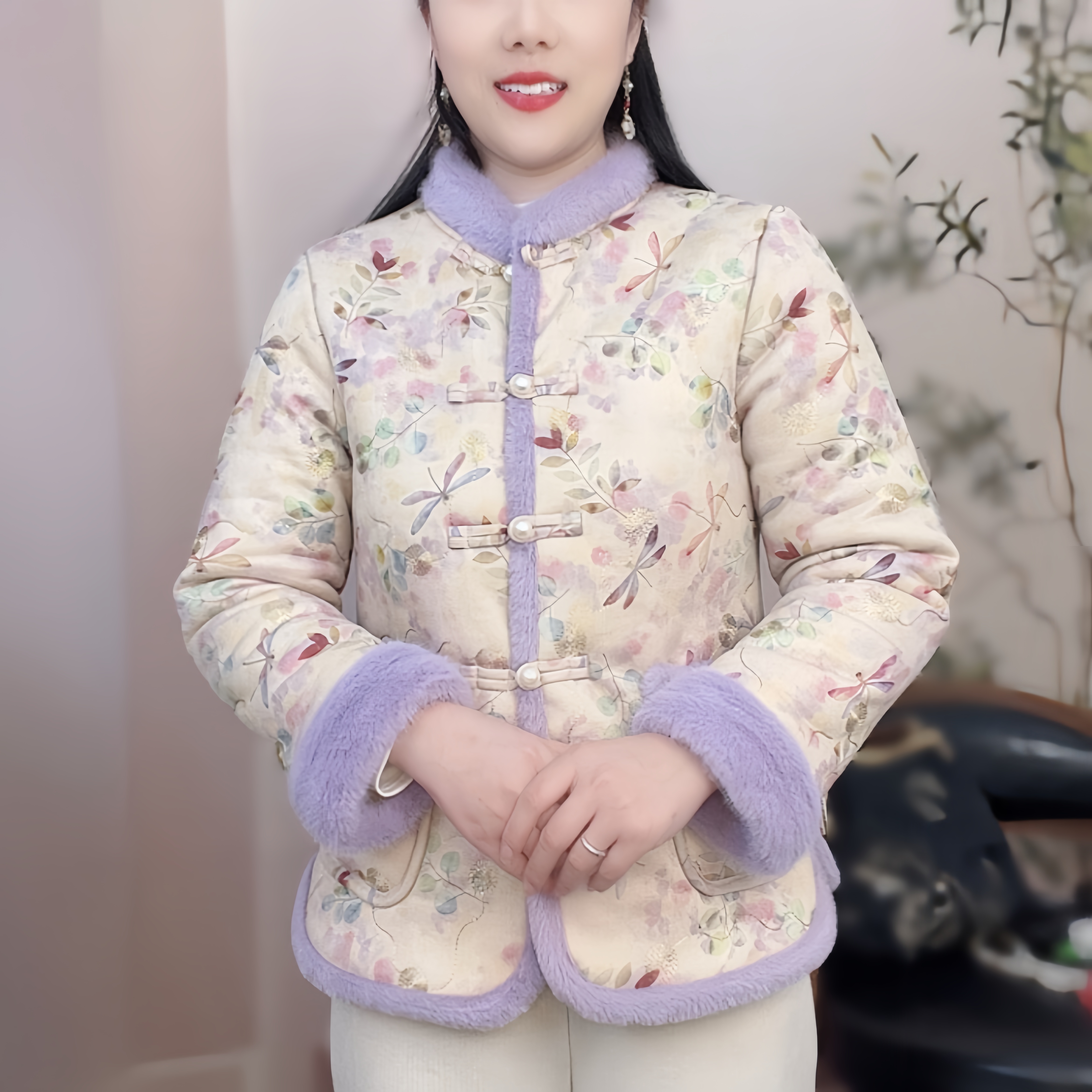 冬季新款中式加绒复古棉袄国风棉衣加厚保暖棉服外套上衣新中式