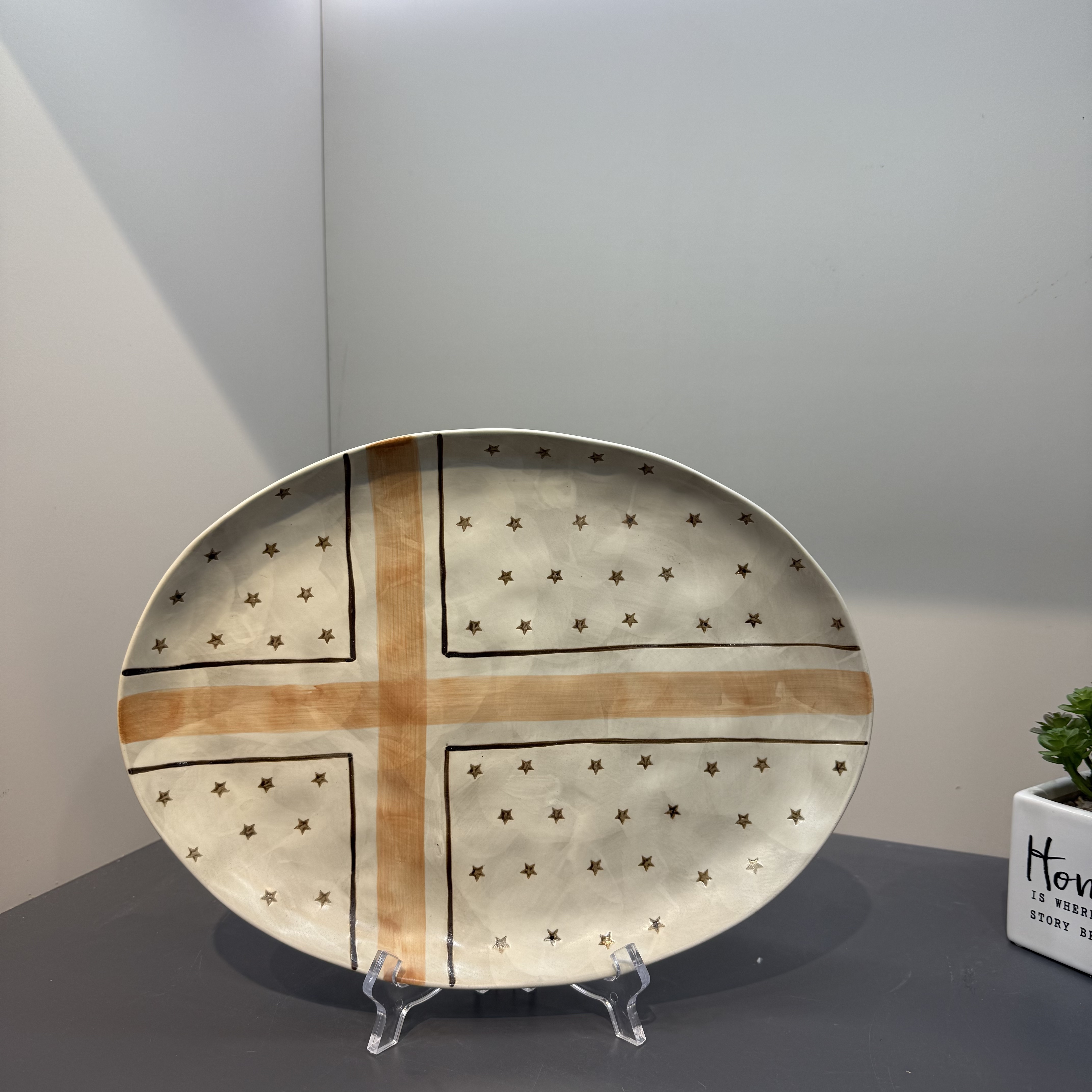 【初下厨】12英寸蛋形盘鱼盘高温釉下彩陶瓷盘