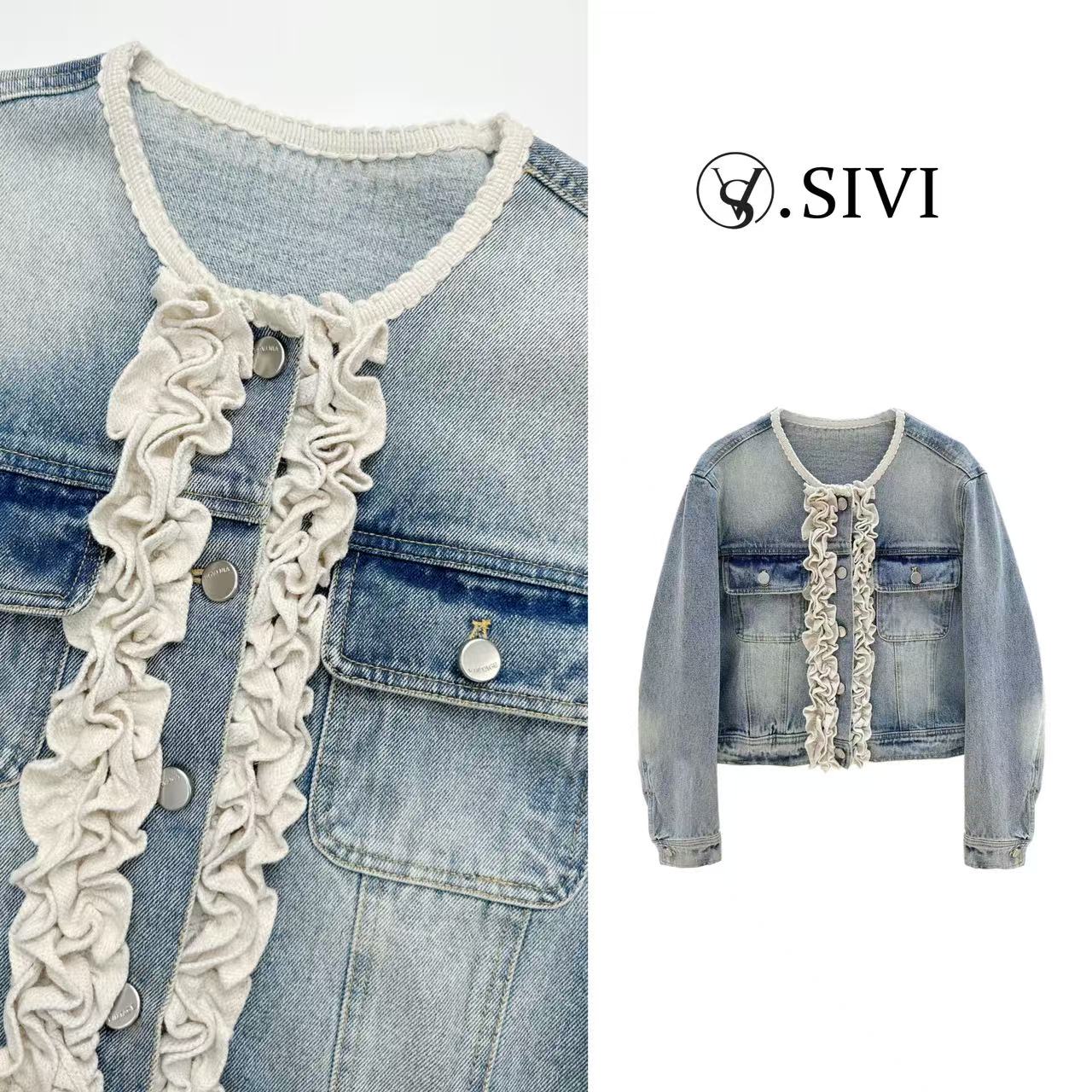 熙薇【繁花似锦】2025春新款时尚休闲重工气质牛仔外套H1120