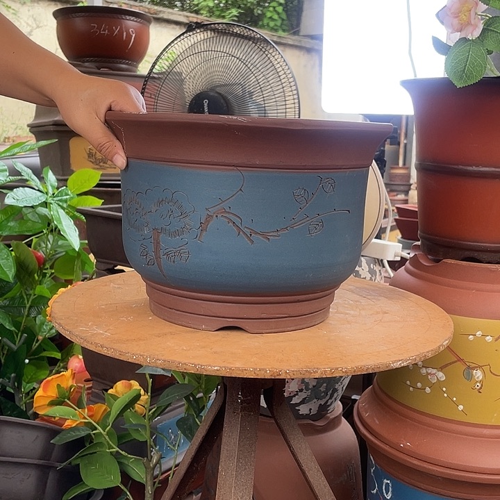 31蓝发财花盆紫砂花盆紫砂