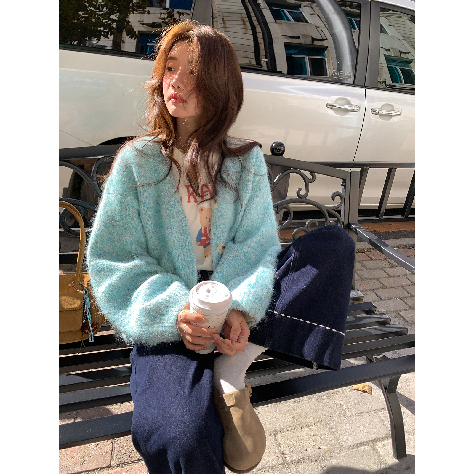 【西西里安】 阿罗那城堡~韩版重工4色混纱显白灯笼袖毛衣外套