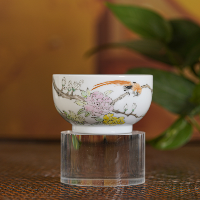 【景德镇陶瓷研究院】玉浅绛彩堂富贵墩式杯 jty268