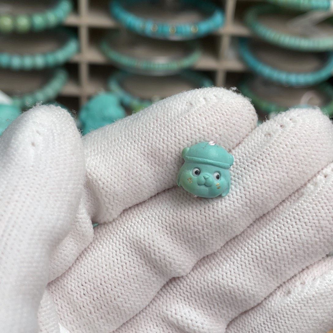 绿松石未镶嵌高瓷蓝炫彩小狗4