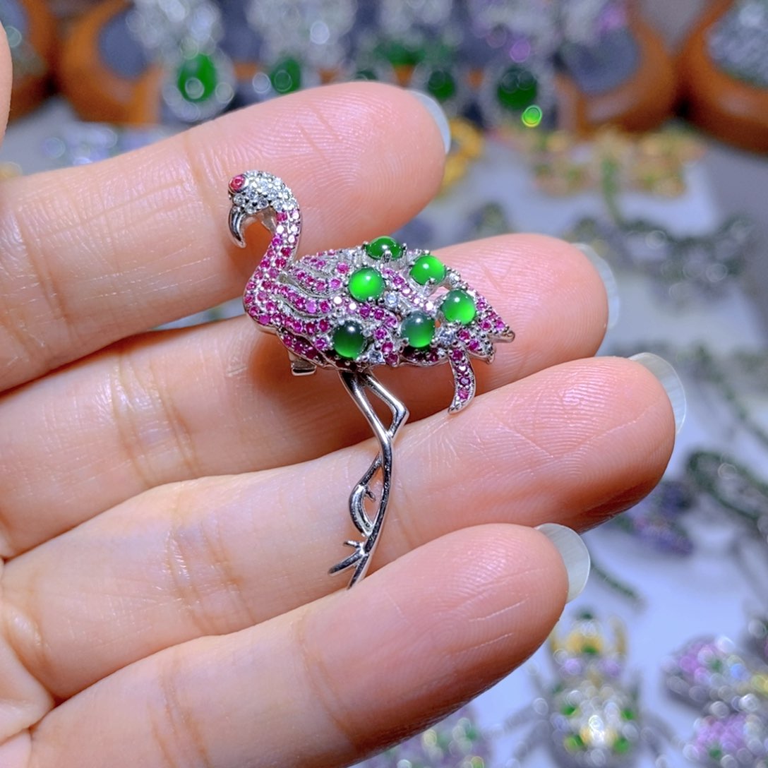 翡翠颈饰合金天然翡翠