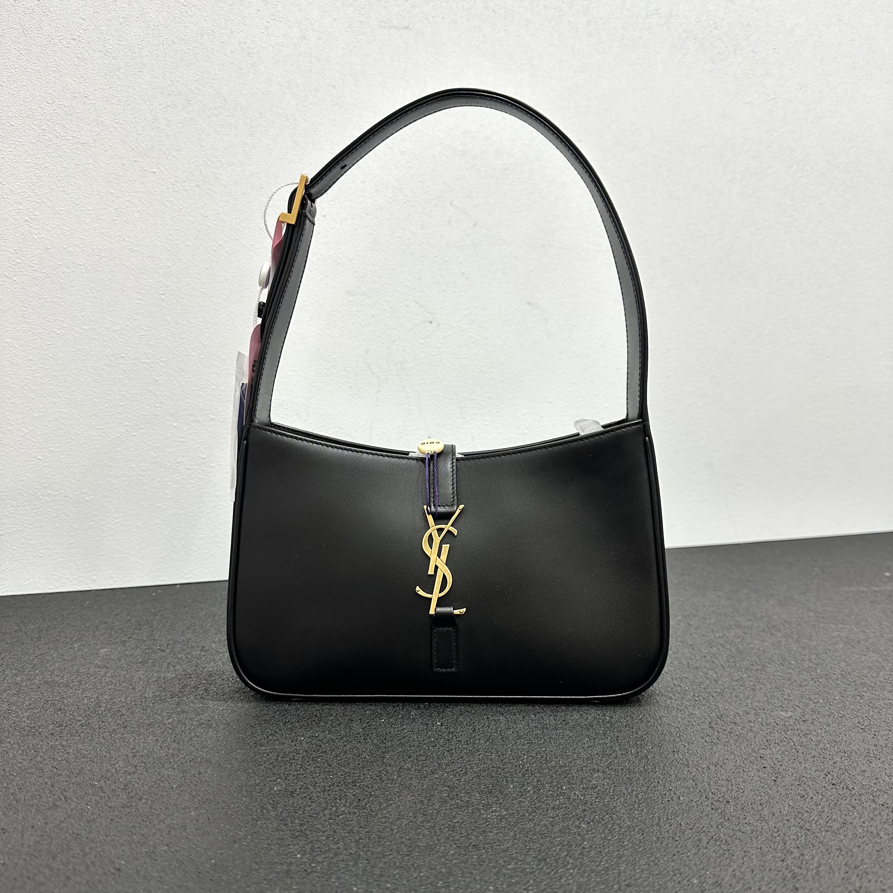 99新 YSL/圣罗兰 壹所奢品/YSL hobo 光面小号 黑金 腋下包