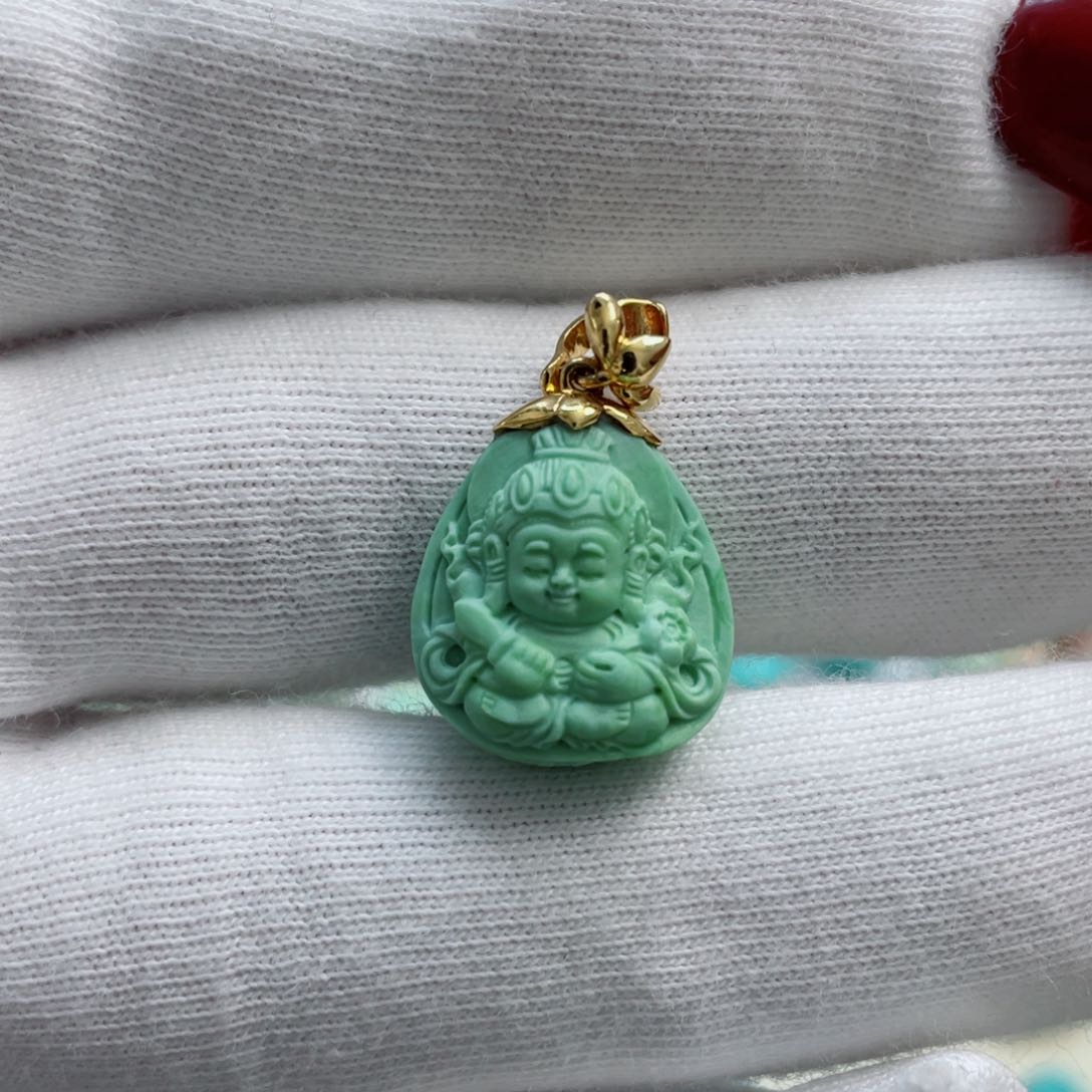 绿松石珠宝奇石18K金镶嵌