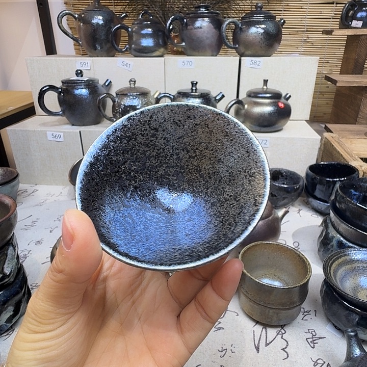 蓝***天杯建水紫陶紫泥柴烧杯