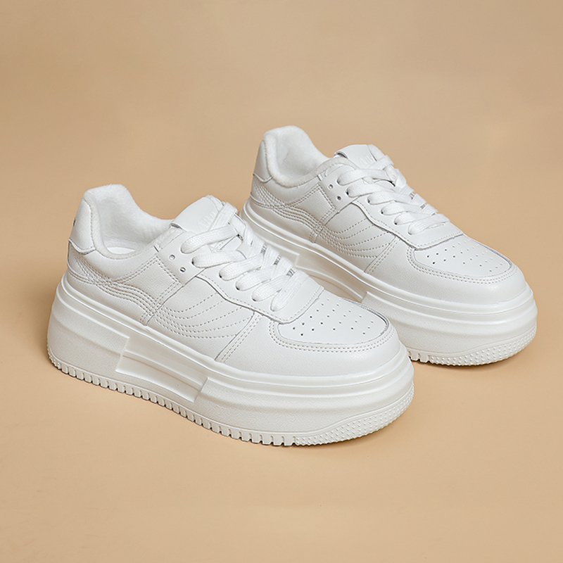 阿比让牛皮单里/加绒潮流百搭时尚轻便透气增高舒适ins厚底小白鞋