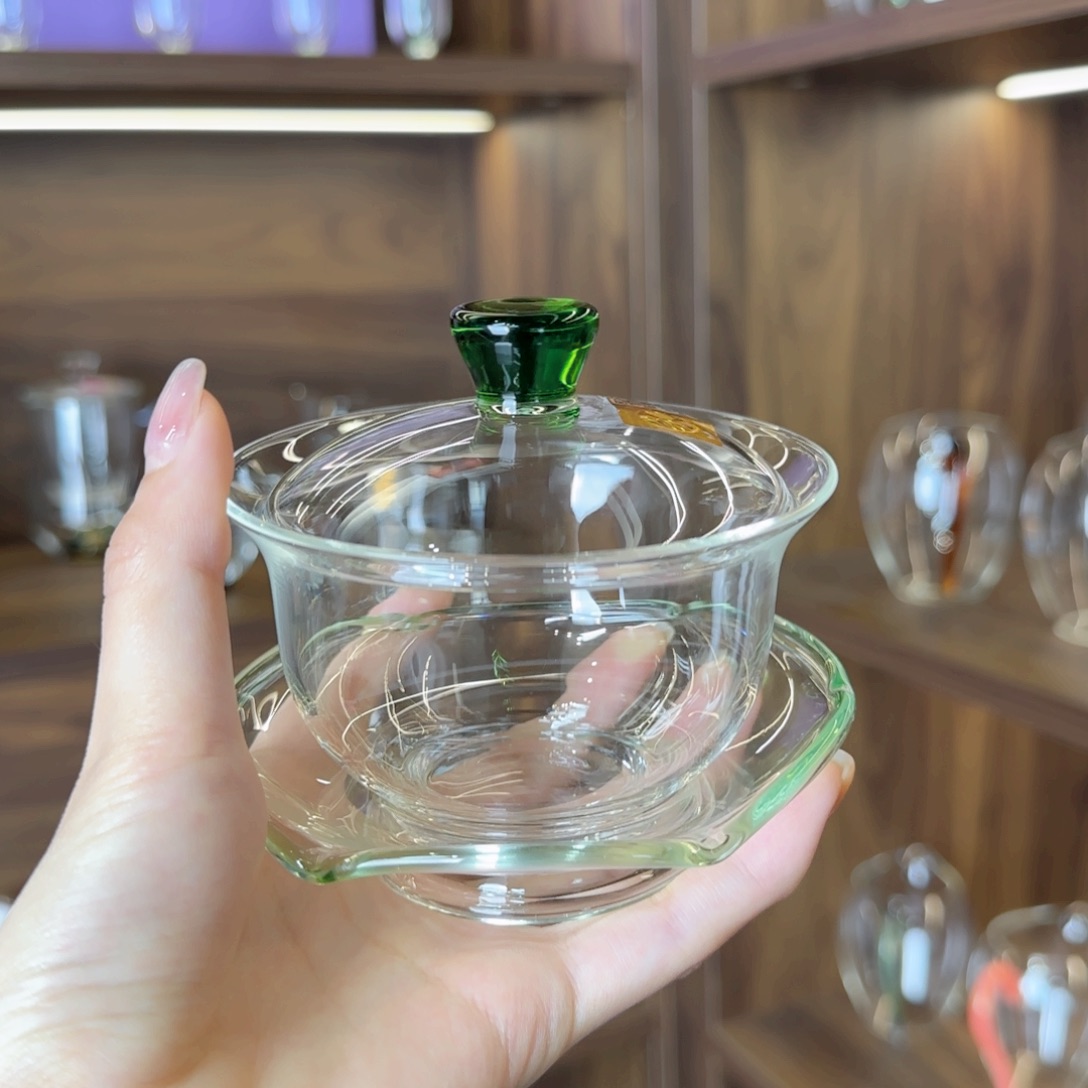 沁莲盖碗湖绿色。。