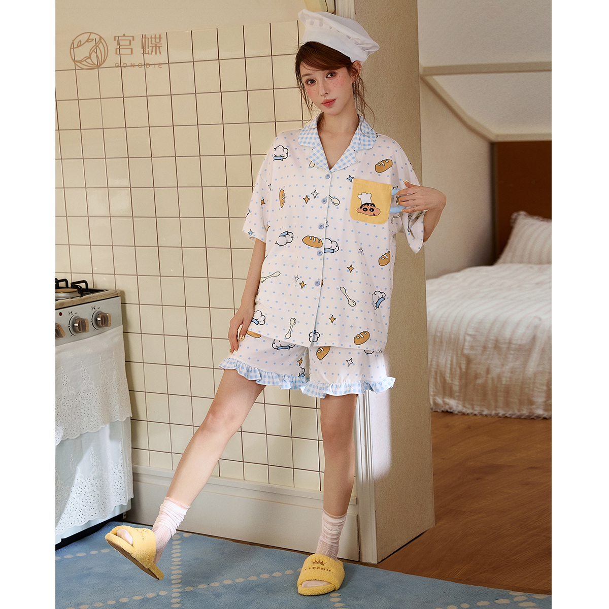 宫蝶【礼盒装】蜡笔小新薄款睡衣莫代尔女款可爱短袖套装家居服夏季