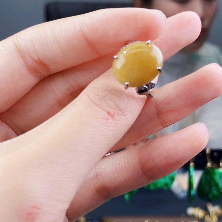 翡翠戒指银S925镶嵌饰品