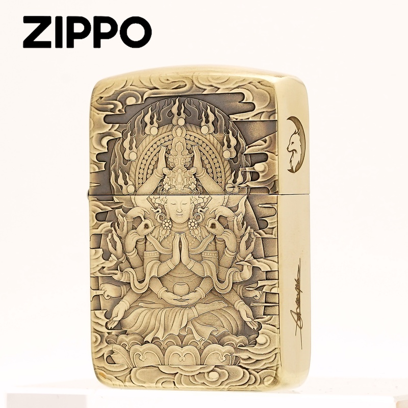 ZIPPO正品打火机/1941军机【千手观音】妖月黄铜雕刻DY9913DK【凯亚1